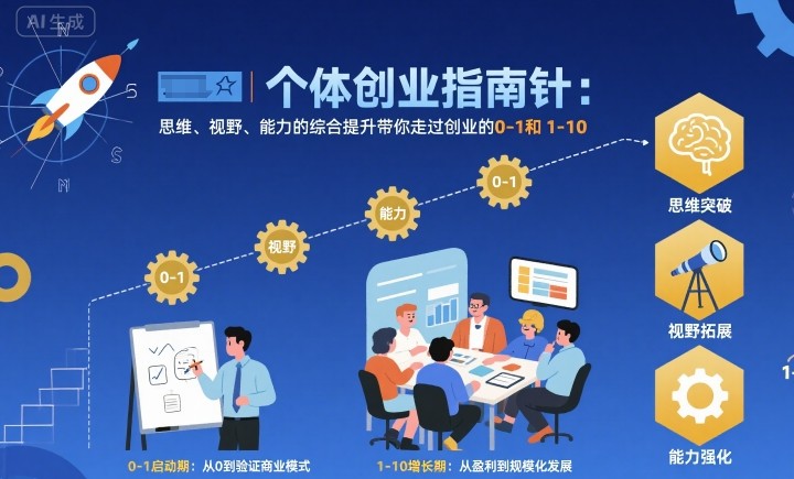 个体创业指南针，思维、视野、能力的综合提升带你走过创业的0-1和1-10【音频】-来福网创