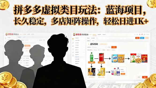 （16236期）拼多多虚拟类目玩法，蓝海项目，长久稳定，多店矩阵操作，轻松日进1K+-来福网创