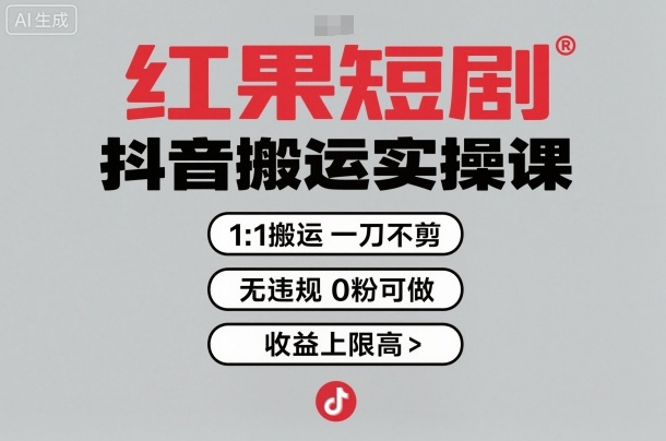 红果短剧拉新之抖音搬运实操课，1：1搬运，一刀不剪，无违规，0粉可做，收益上限高-来福网创