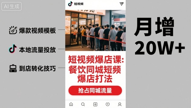 短视频爆店课，餐饮同城短视频爆店打法-来福网创