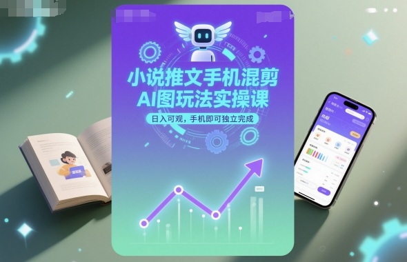 小说推文手机混剪AI图玩法实操课，日入可观，手机即可独立完成-来福网创