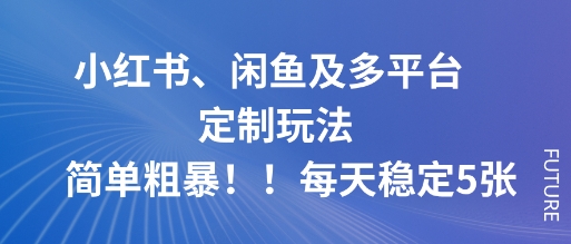 小红书、闲鱼及多平台定制玩法简单粗暴！每天稳定5张-来福网创