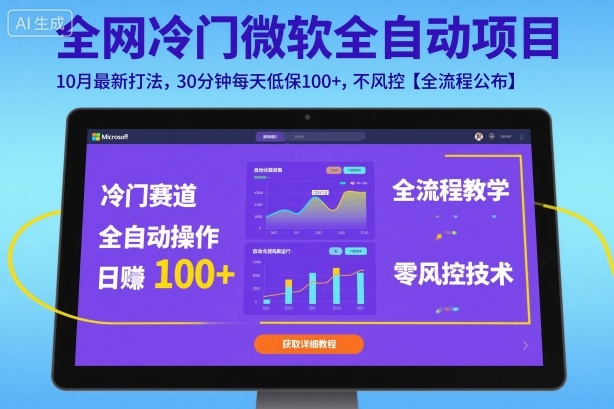 全网冷门微软全自动挂G项目，10月最新打法，30分钟每天低保100+，不风控【全流程公布】【揭秘】-来福网创