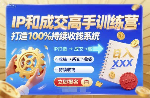 带你成为IP和成交高手的训练营，打造100%持续收钱系统-来福网创