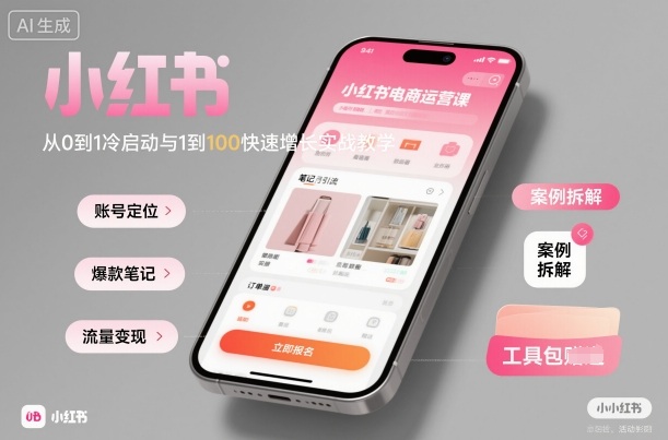 小红书电商运营课：从0到1冷启动与1到100快速增长实战教学-来福网创