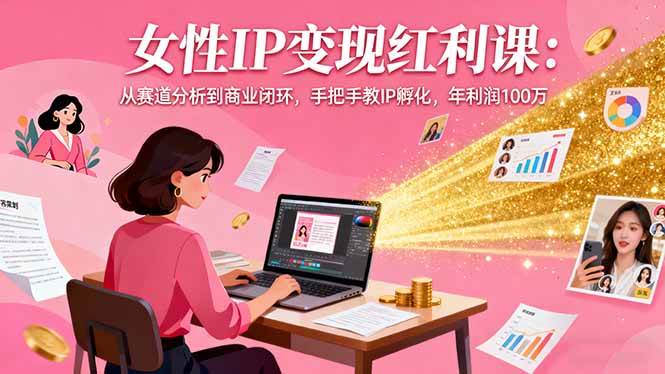（16294期）女性IP变现红利课：从赛道分析到商业闭环，手把手教IP孵化，年利润100万-来福网创