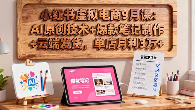 （16287期）小红书虚拟电商9月课：AI原创技术+爆款笔记制作+云端发货，单店月利3万+-来福网创