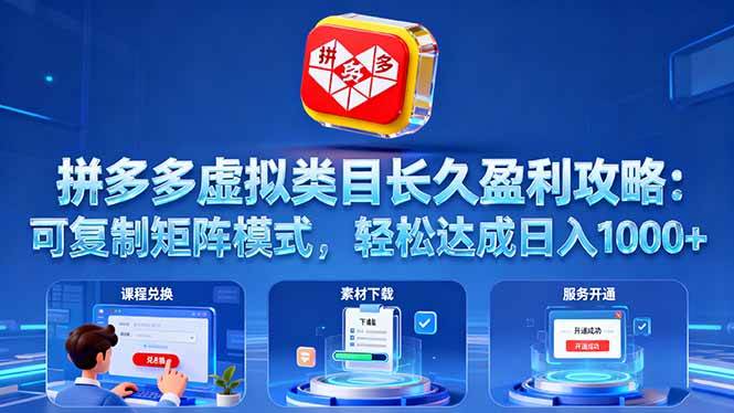 （16283期）拼多多虚拟类目长久盈利攻略：可复制矩阵模式，轻松达成日入 1000+-来福网创