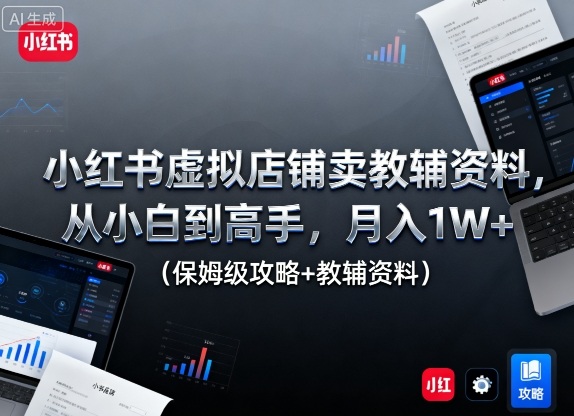 小红书虚拟店铺卖教辅资料，从小白到高手，月入1W+（保姆级攻略+教辅资料）-来福网创