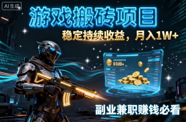 游戏搬砖项目，稳定持续收益，月入1W+，副业兼职賺钱必看【揭秘】-来福网创