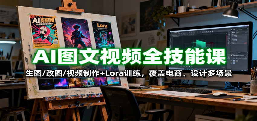 AI图文视频全技能课：生图/改图/视频制作+Lora训练，覆盖电商 、设计多场景-来福网创