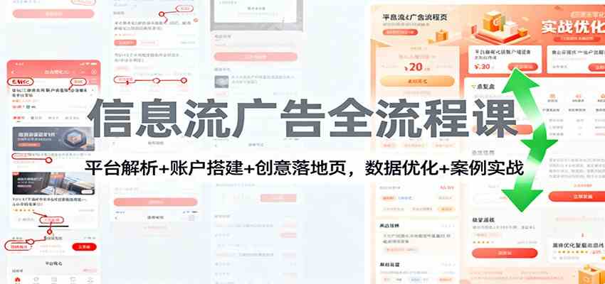信息流广告全流程课：平台解析+账户搭建+创意落地页，数据优化 + 案例实战-来福网创