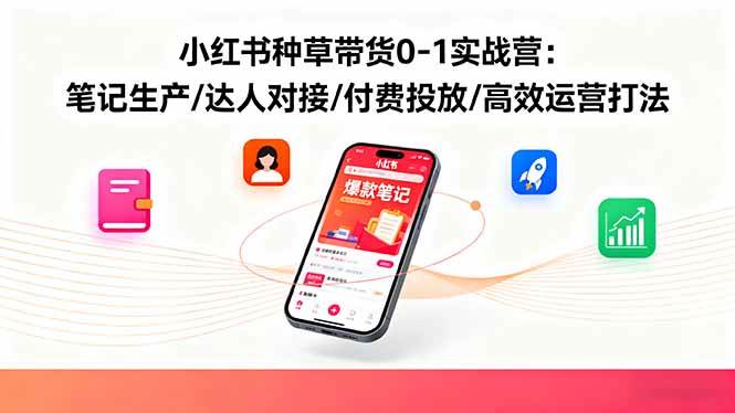 （16310期）小红书种草带货0-1实战营：笔记生产/达人对接/付费投放/高效运营打法-来福网创