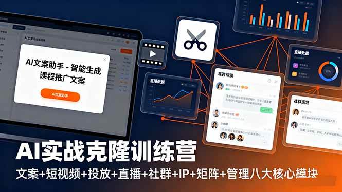 （16328期）AI实战克隆训练营：文案+短视频+投放+直播+社群+IP+矩阵+管理八大核心模块-来福网创