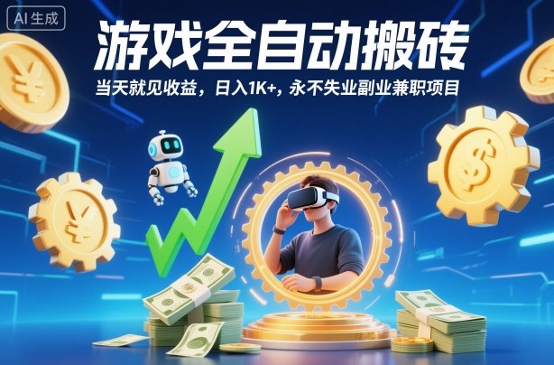 游戏全自动搬砖，当天就见收益，日入1K+，永不失业副业兼职项目【揭秘】-来福网创