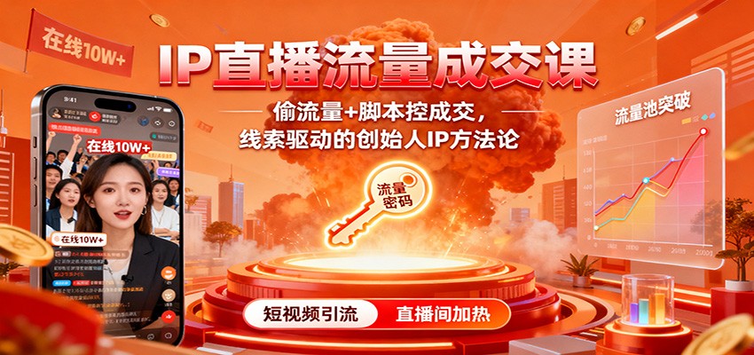 IP直播流量成交课：偷流量+脚本控成交，线索驱动的创始人IP方法论-来福网创