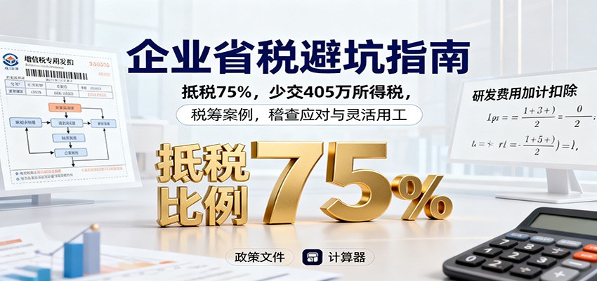 企业省税避坑指南：抵税75%，少交405万所得税，税筹案例，稽查应对与灵活用工-来福网创