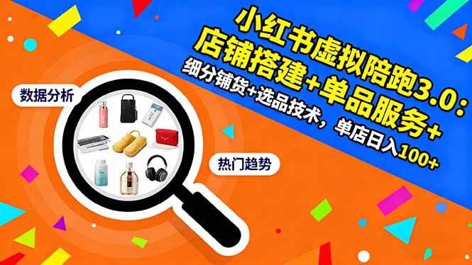 （16451期）小红书虚拟陪跑3.0：店铺搭建+单品服务+细分铺货+选品技术，单店日入100+-来福网创