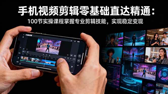 （16466期）手机视频剪辑零基础直达精通：100节实操课程掌握专业剪辑技能，实现稳…-来福网创