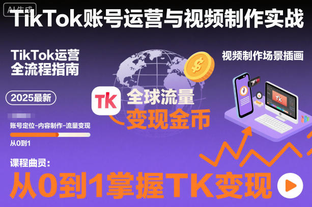2025最新TikTok账号运营与视频制作实战全流程，从0到1掌握TK变现（含11月最新TK搬运技术）-来福网创