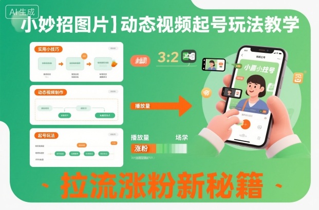 小妙招图片＋动态视频起号玩法教学，拉流涨粉新秘籍-来福网创