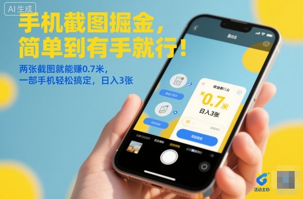 手机截图掘金，简单到有手就行！两张截图就能賺0.7米，一部手机轻松搞定，日入3张【揭秘】-来福网创