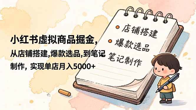 （16627期）小红书虚拟商品掘金，从店铺搭建,爆款选品,到笔记制作，实现单店月入5000+-来福网创