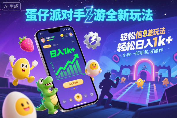 蛋仔派对手游全新玩法，轻松日入1k+，风口信息差玩法，当天见收益，小白一部手机可操作-来福网创
