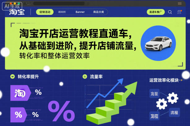 淘宝开店运营教程直通车，从基础到进阶，提升店铺流量，转化率和整体运营效率（更新11月）-来福网创