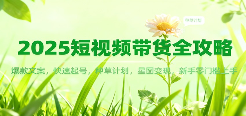 2025短视频带货全攻略：爆款文案，快速起号，种草计划，星图变现，新手零门槛上手-来福网创