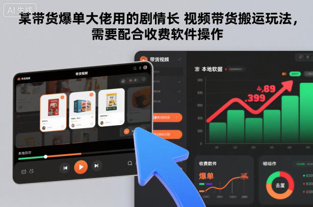 某带货爆单大佬用的剧情长视频带货搬运玩法，需要配合收费软件操作-来福网创