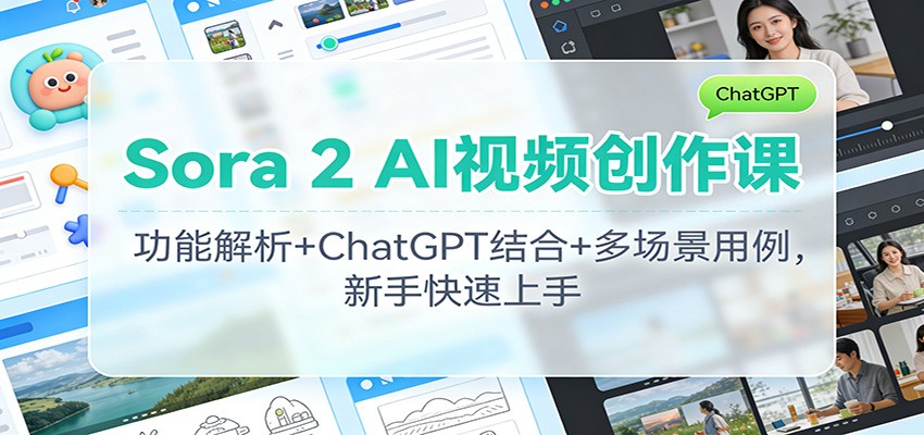 Sora 2 AI视频创作课：功能解析+ChatGPT结合+多场景用例，新手快速上手-来福网创