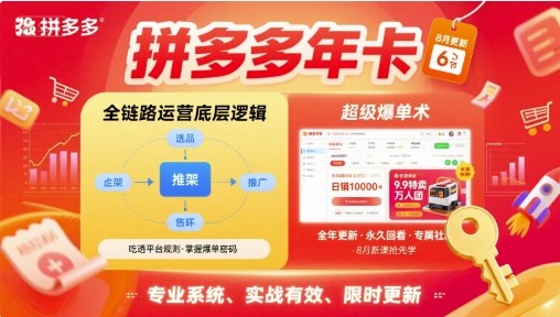 拼多多年卡，拼多多全链路运营底层逻辑，超级爆单术【更新12月】-来福网创