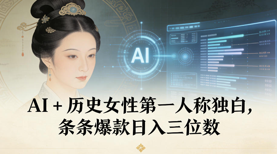 AI+历史女性第一人称独白，条条爆款日入三位数-来福网创