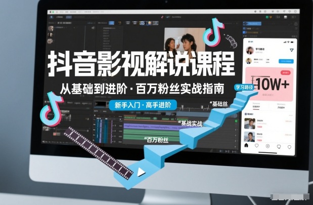 抖音百万粉丝影视解说课程，基础到进阶课，适合新手和进阶学习-来福网创