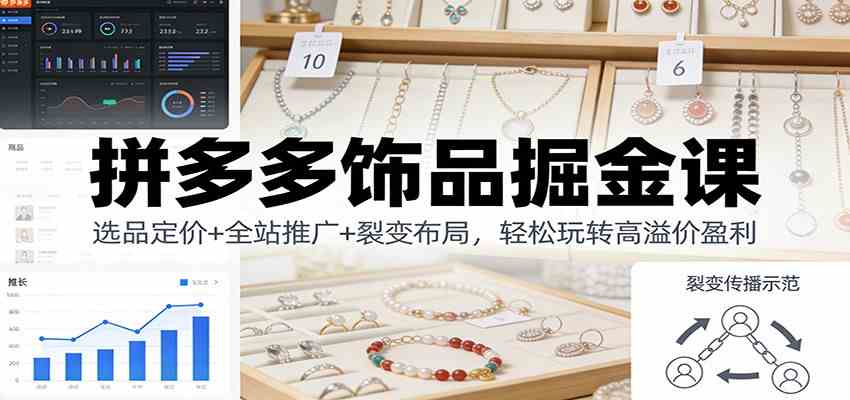 拼多多饰品掘金课：选品定价+全站推广+裂变布局，轻松玩转高溢价盈利-来福网创