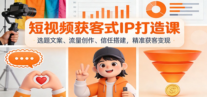 短视频获客式IP打造课：选题文案、流量创作、信任搭建，精准获客变现-来福网创