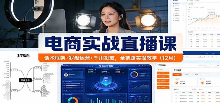 电商实战直播课：话术框架+罗盘运营+千川投放，全链路实操教学（12月）-来福网创