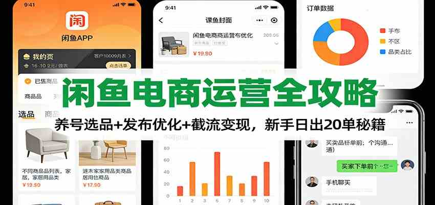 闲鱼电商运营全攻略：养号选品+发布优化+截流变现，新手日出20单秘籍-来福网创