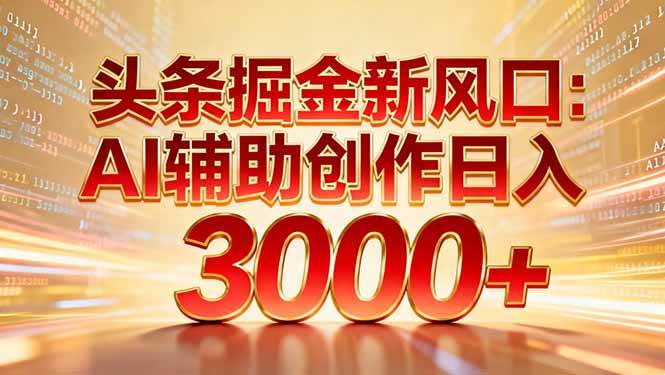 （16923期）头条掘金新风口：AI辅助创作日入3000+，矩阵玩法当天启动隔天见效-来福网创